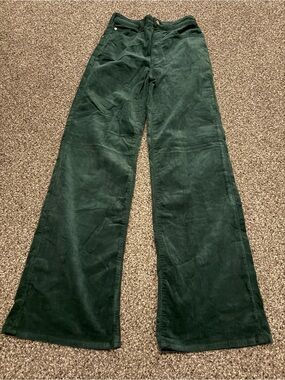 Pilcro Dark Green Corduroy Straight-Leg Pants
